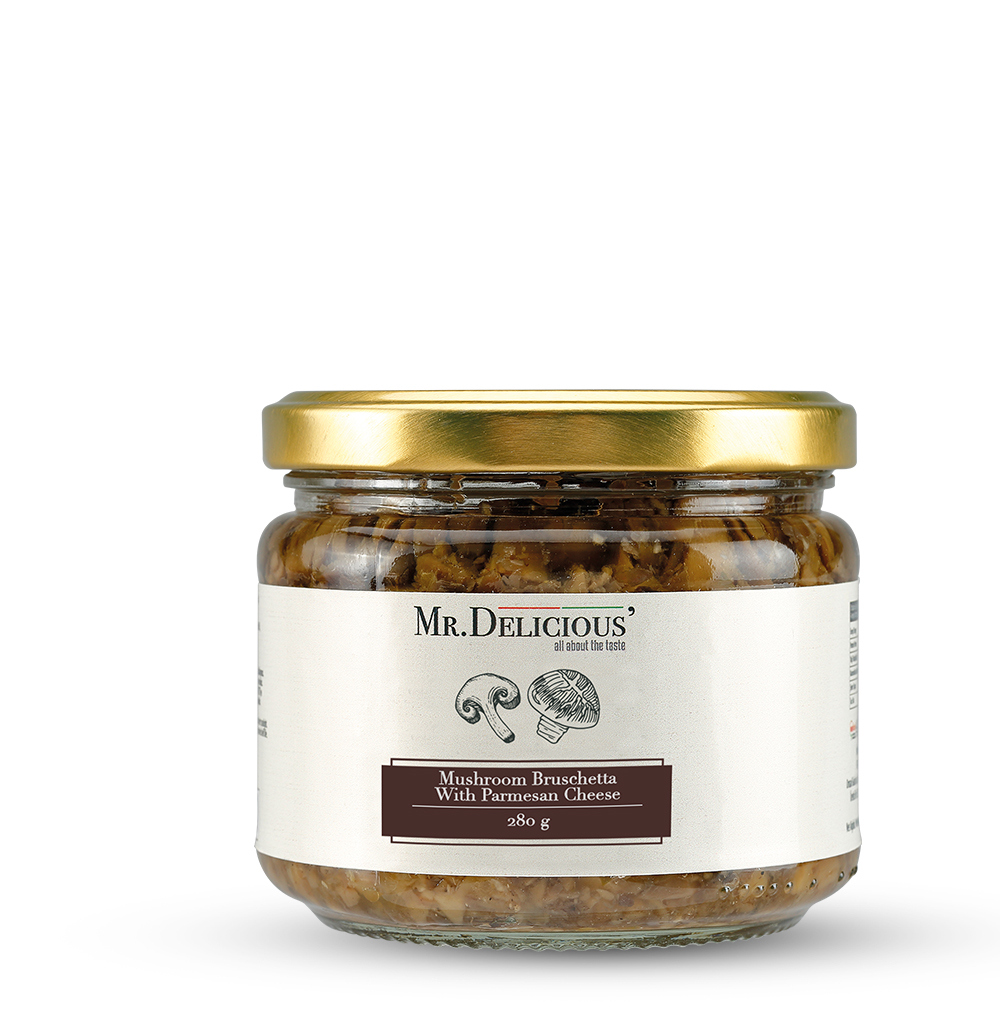 Mushroom Bruschetta with Parmesan Cheese